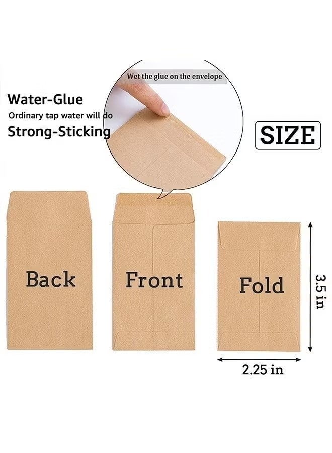 عبوة من 100 ظرف للبذور، أظرف صغيرة للعملات المعدنية، أظرف ورق كرافت ذاتية اللصق للنقود والبذور والقطع الصغيرة والطوابع والتخزين والمكتب والحديقة أو كهدية زفاف (2.25 بوصة × 3.5 بوصة). - Image 3
